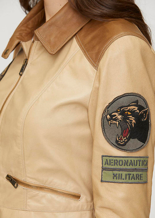 Giacca in pelle con patch -Aeronautica Militare-