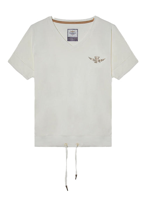 T-shirt collo a V con coulisse -Aeronautica Militare-