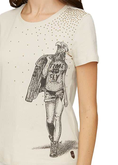T-shirt donna aquila con borchie -Aeronautica Militare-
