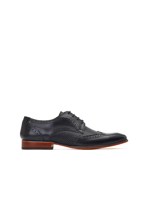 Falcone Waxy Brogue Shoes Black -Base London-