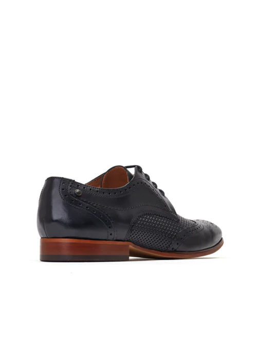 Falcone Waxy Brogue Shoes Black -Base London-