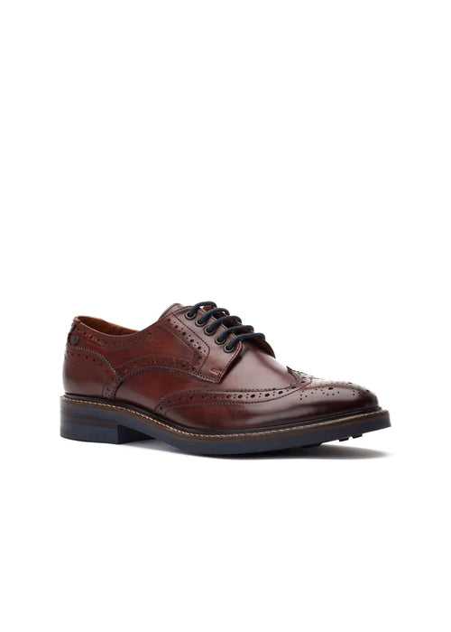 Hatfield Washed Brogue Shoes Brown -Base London-