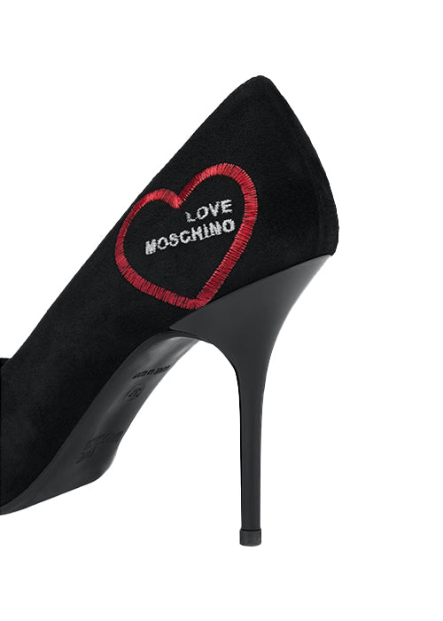 Décolleté in Camoscio Embroidery Heart -Love Moschino-