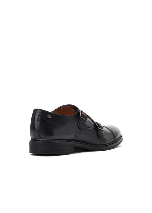 Diablo Waxy Monk Strap Shoes Black -Base London-