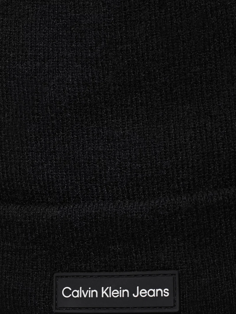 CALVIN KLEIN - Berretto in maglia con logo CK Jeans - Nero