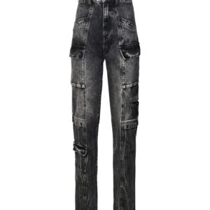 ICON DENIM - JEANS BIANCA EFFETTO AGED SLIM FIT CON TASCHE CARGO