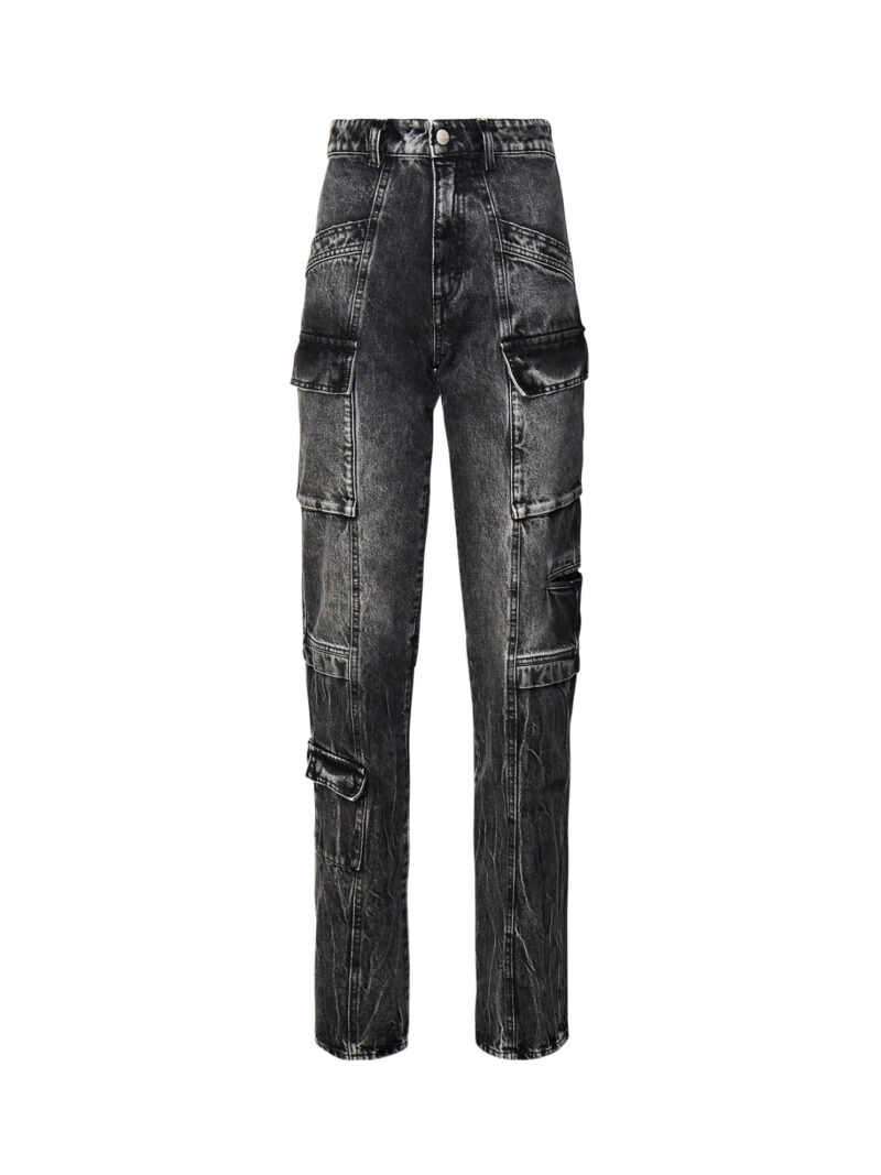 ICON DENIM - JEANS BIANCA EFFETTO AGED SLIM FIT CON TASCHE CARGO