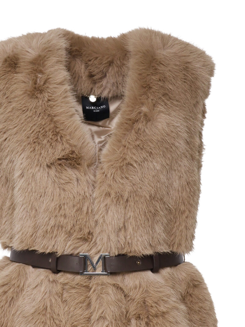 MARCIANO BY GUESS - GILET IN FAUX FUR CON CINTURA IN VITA