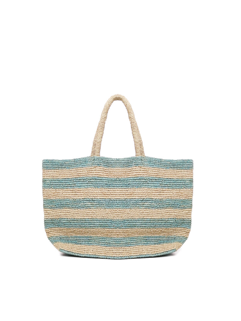 MC2 SAINT BARTH - BORSA DA SPIAGGIA IN RAFIA RIGATA TURCHESE