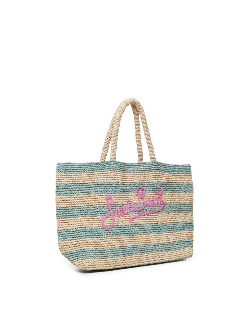 MC2 SAINT BARTH - BORSA DA SPIAGGIA IN RAFIA RIGATA TURCHESE
