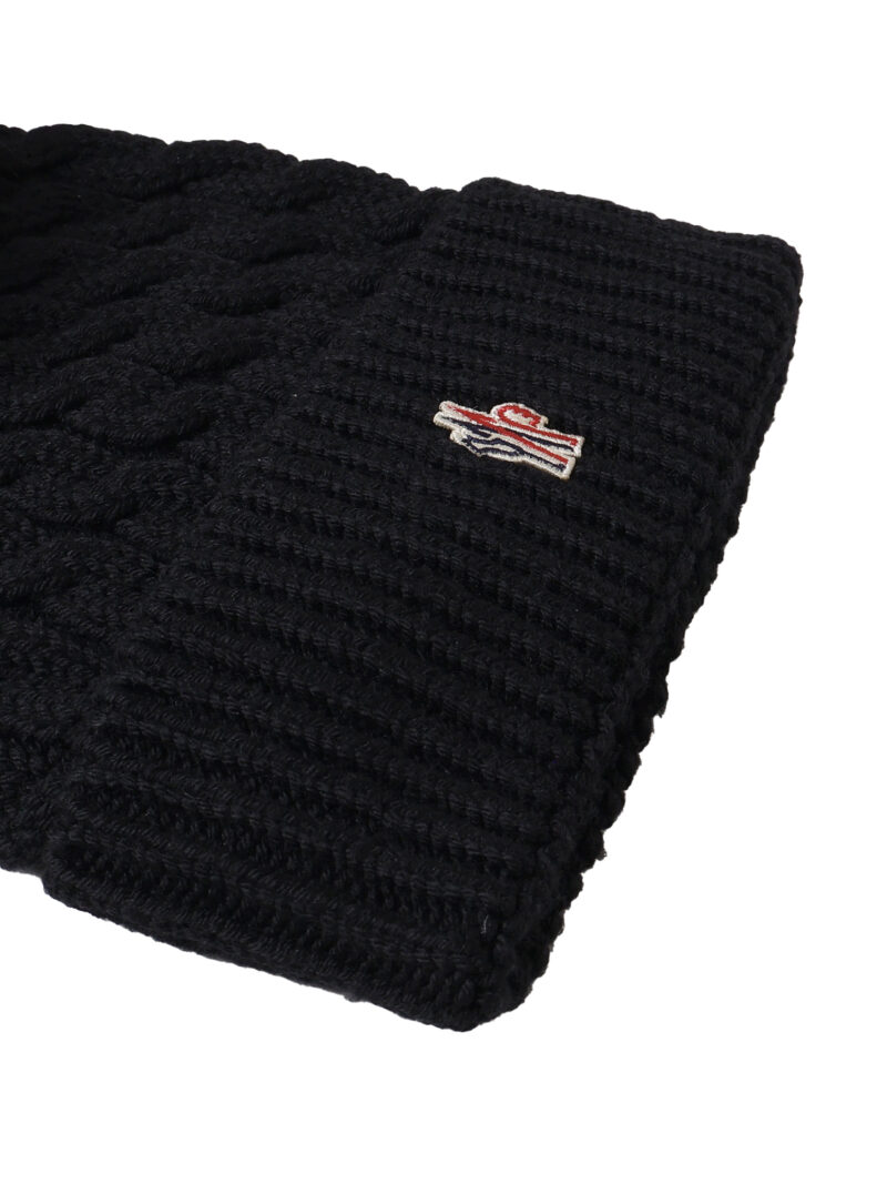 MONCLER - CAPPELLO BEANIE EFFETTO TRICOT CON PON PON DI ECOFUR