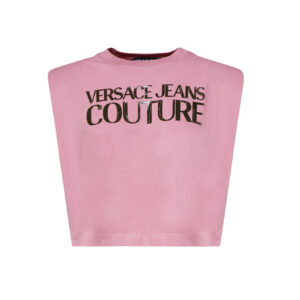 VERSACE JEANS COUTURE - T-SHIRT CORTA SMANICATA CON SPALLE IMBOTTITE E LOGO FRONTALE