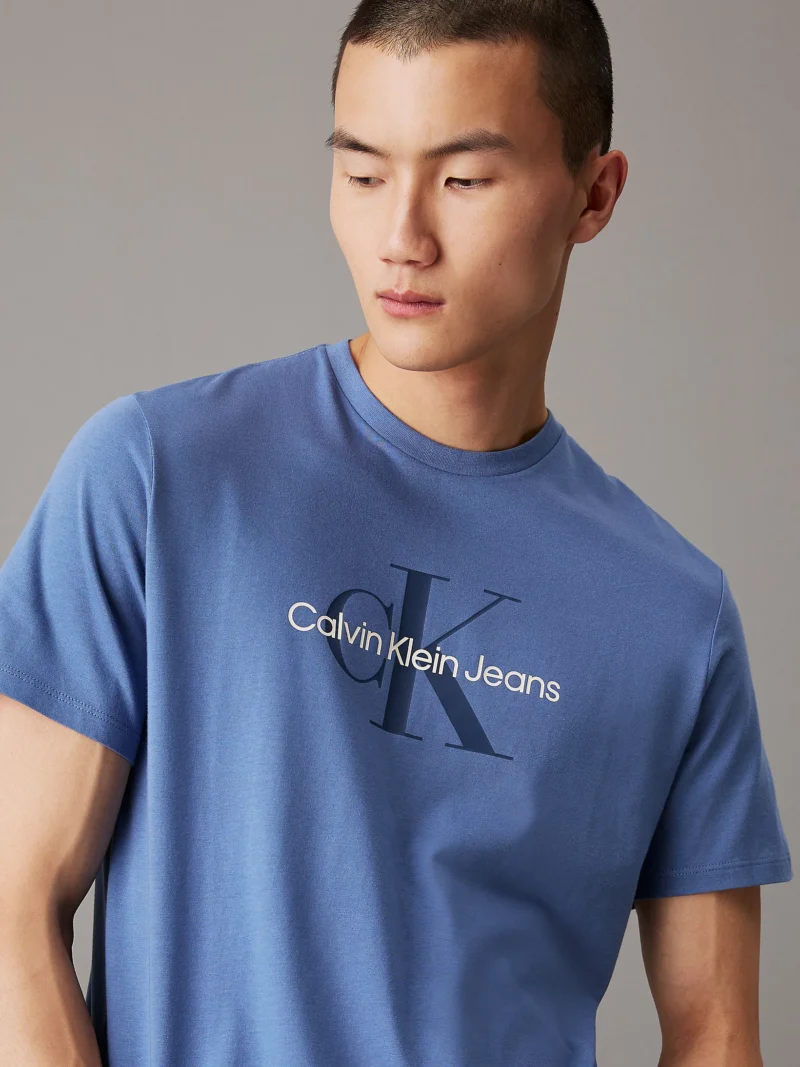 CALVIN KLEIN - T-shirt con monogramma - Blu Chiaro