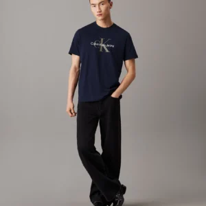 CALVIN KLEIN - T-shirt con monogramma - Blu