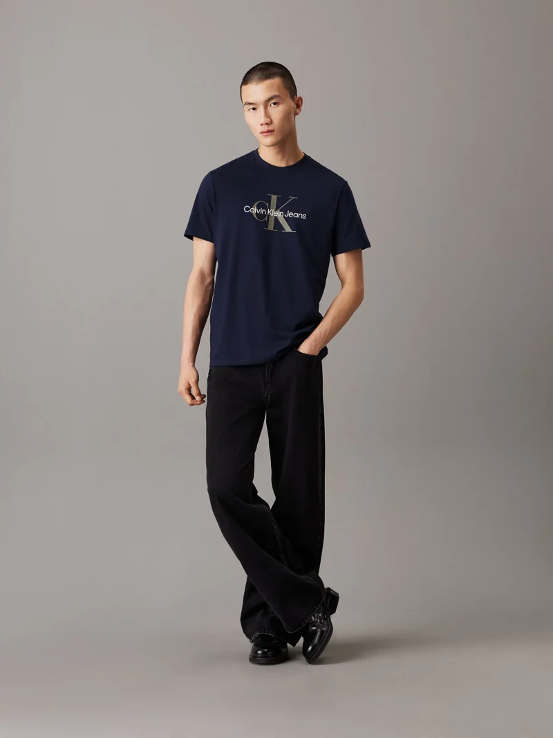CALVIN KLEIN - T-shirt con monogramma - Blu