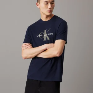 CALVIN KLEIN - T-shirt con monogramma - Blu