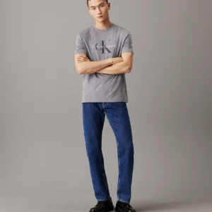 CALVIN KLEIN - T-shirt con monogramma - Grigio
