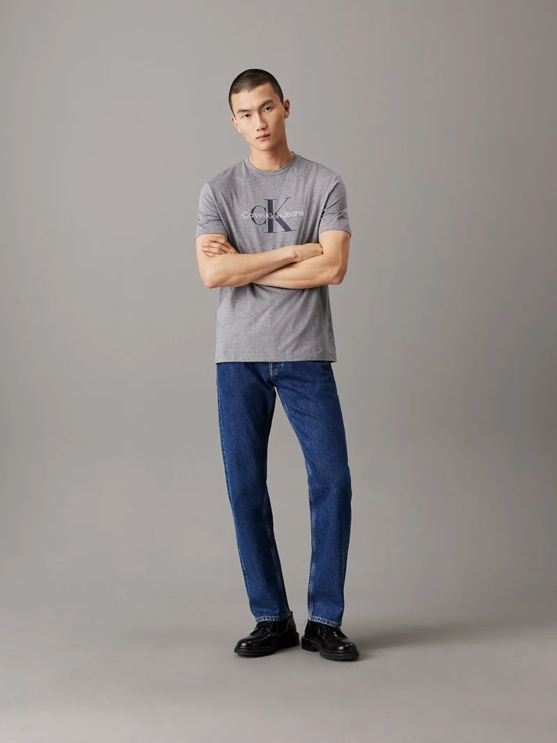 CALVIN KLEIN - T-shirt con monogramma - Grigio
