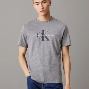 CALVIN KLEIN - T-shirt con monogramma - Grigio