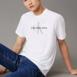 CALVIN KLEIN - T-shirt con monogramma - Bianco