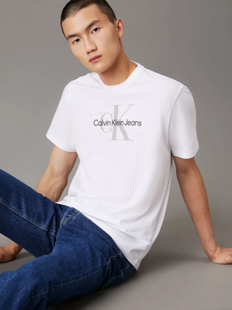 CALVIN KLEIN - T-shirt con monogramma - Bianco