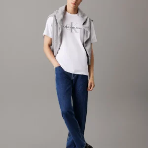 CALVIN KLEIN - T-shirt con monogramma - Bianco