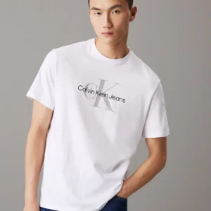 CALVIN KLEIN - T-shirt con monogramma - Bianco