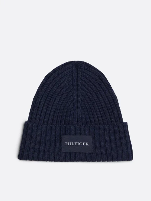 TOMMY HILFIGER - Berretto Hilfiger Monotype a coste con lana