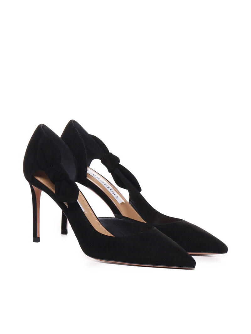 AQUAZZURA - VERY BOW TIE PUMPS IN VELLUTO