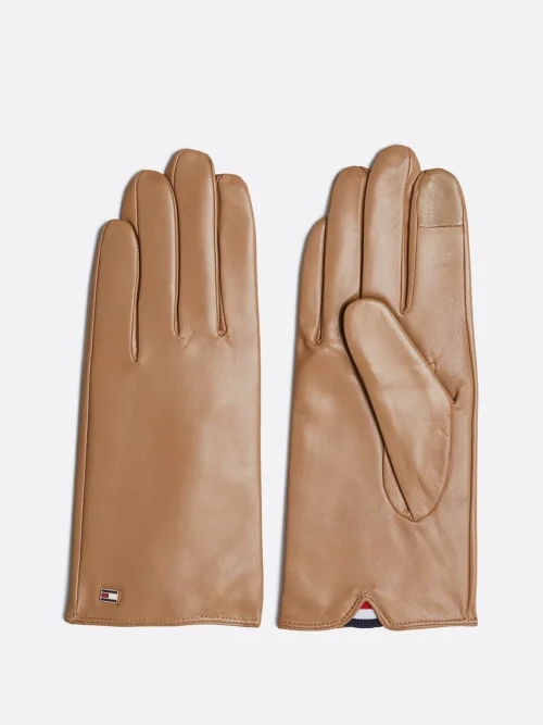 TOMMY HILFIGER - Guanti Essential in pelle con bandierina