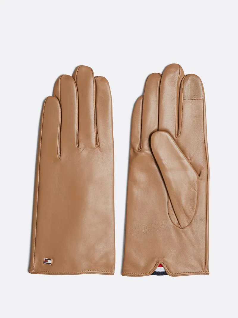 TOMMY HILFIGER - Guanti Essential in pelle con bandierina