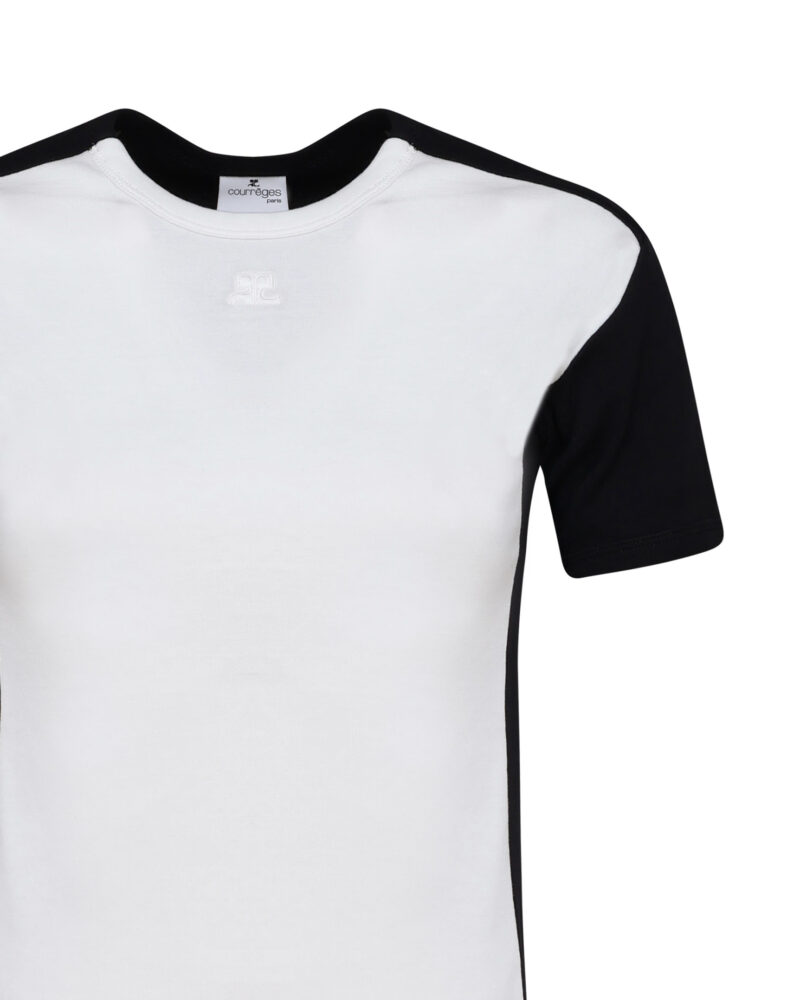 COURREGES - CONTRAST FRAME T-SHIRT IN COTTON