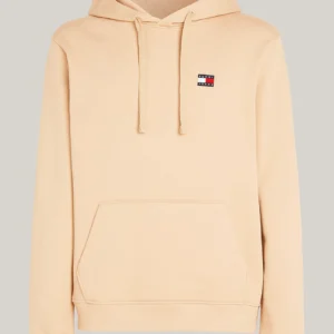 TOMMY HILFIGER - Felpa con cappuccio e distintivo Tommy - Sabbia