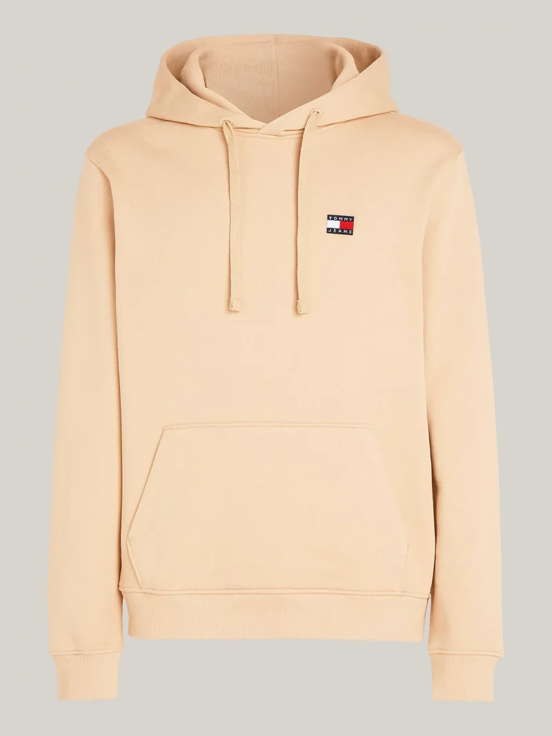 TOMMY HILFIGER - Felpa con cappuccio e distintivo Tommy - Sabbia