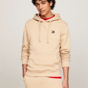 TOMMY HILFIGER - Felpa con cappuccio e distintivo Tommy - Sabbia
