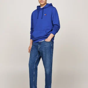 TOMMY HILFIGER - Felpa con cappuccio e distintivo Tommy - Blu