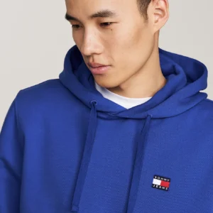 TOMMY HILFIGER - Felpa con cappuccio e distintivo Tommy - Blu