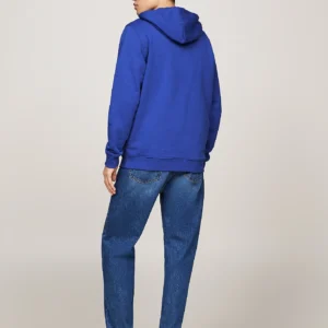 TOMMY HILFIGER - Felpa con cappuccio e distintivo Tommy - Blu