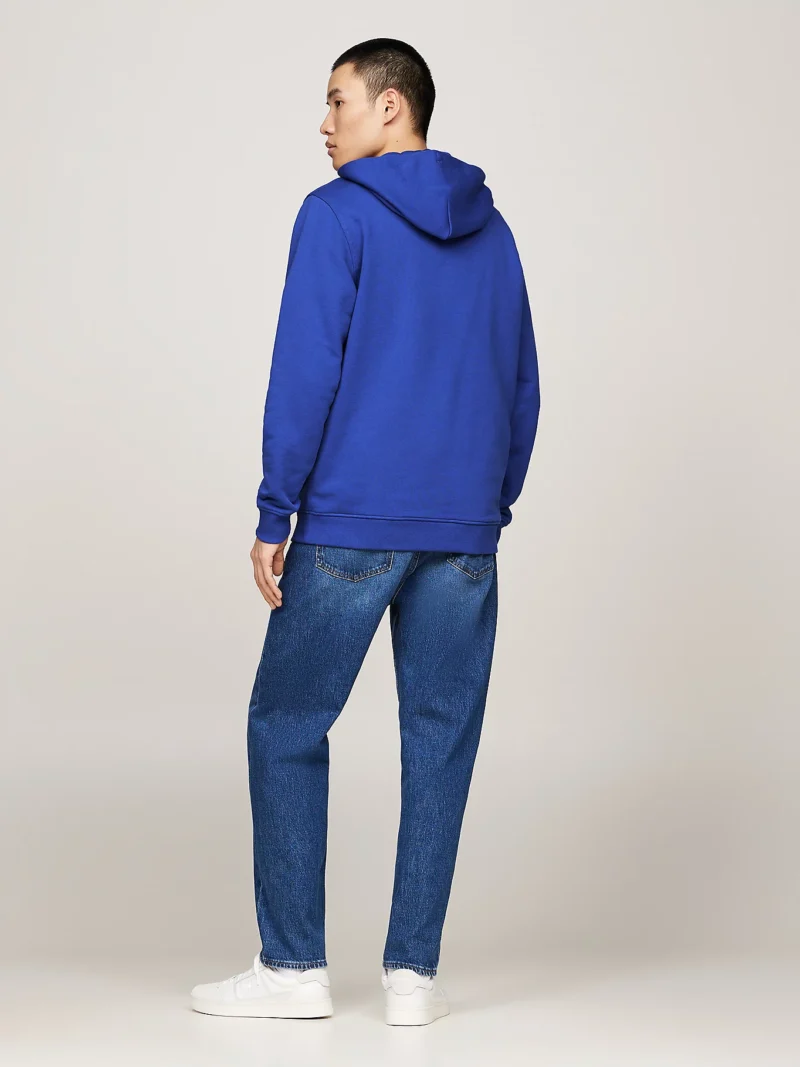 TOMMY HILFIGER - Felpa con cappuccio e distintivo Tommy - Blu
