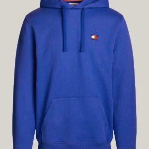 TOMMY HILFIGER - Felpa con cappuccio e distintivo Tommy - Blu