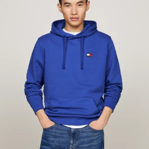 TOMMY HILFIGER - Felpa con cappuccio e distintivo Tommy - Blu