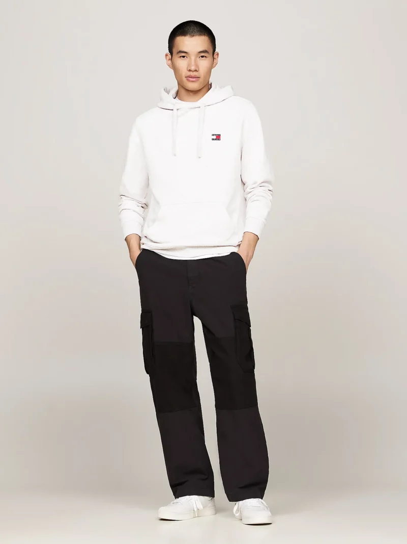 TOMMY HILFIGER - Felpa con cappuccio e distintivo Tommy - Grigio Chiaro