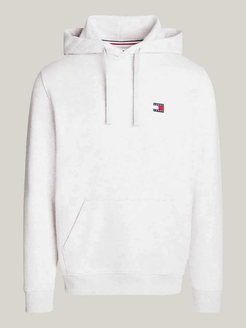 TOMMY HILFIGER - Felpa con cappuccio e distintivo Tommy - Grigio Chiaro