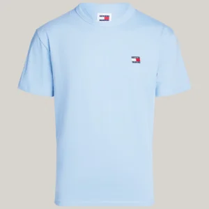 DM0DM17995_C15_alternate4 TOMMY HILFIGER - T-shirt con distintivo Tommy sul petto - Blu Chiaro