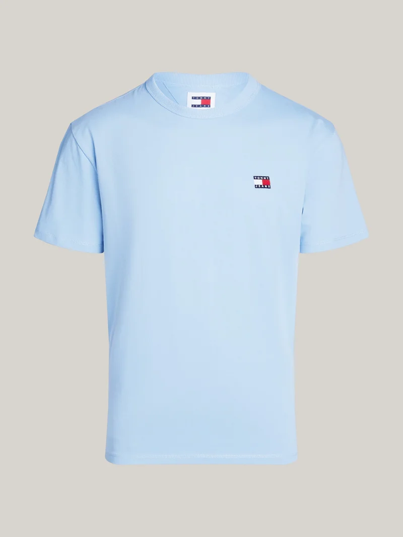DM0DM17995_C15_alternate4 TOMMY HILFIGER - T-shirt con distintivo Tommy sul petto - Blu Chiaro