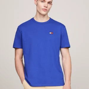 TOMMY HILFIGER - T-shirt con distintivo Tommy sul petto - Blu