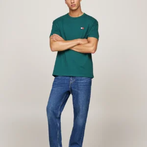 TOMMY HILFIGER - T-shirt con distintivo Tommy sul petto - Verde Scuro