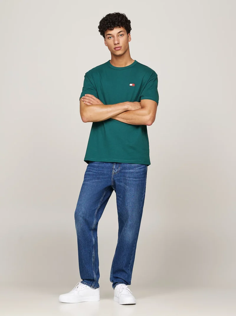 TOMMY HILFIGER - T-shirt con distintivo Tommy sul petto - Verde Scuro