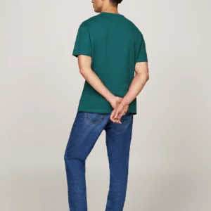 TOMMY HILFIGER - T-shirt con distintivo Tommy sul petto - Verde Scuro