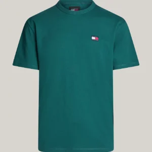 TOMMY HILFIGER - T-shirt con distintivo Tommy sul petto - Verde Scuro